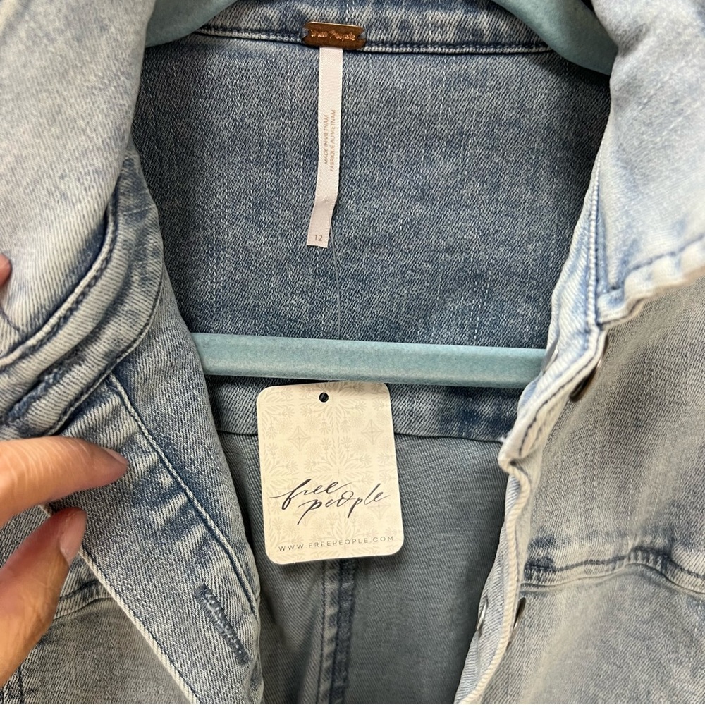 Free People Amber Denim Blue Mini Dress NWT Size 12 - Picture 11 of 14